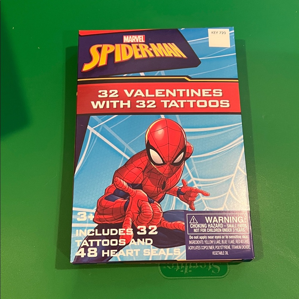 NIB 32pc marvel spider man valentines with tattoos and seals